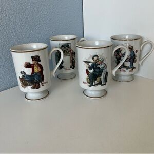 Norman Rockwell White Mugs with Vintage Charm
